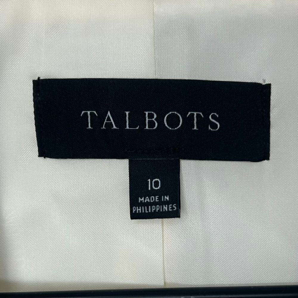 Talbots Cream Tweed Blazer Jacket Size 10 Pink Trim Preppy - Picture 6 of 10